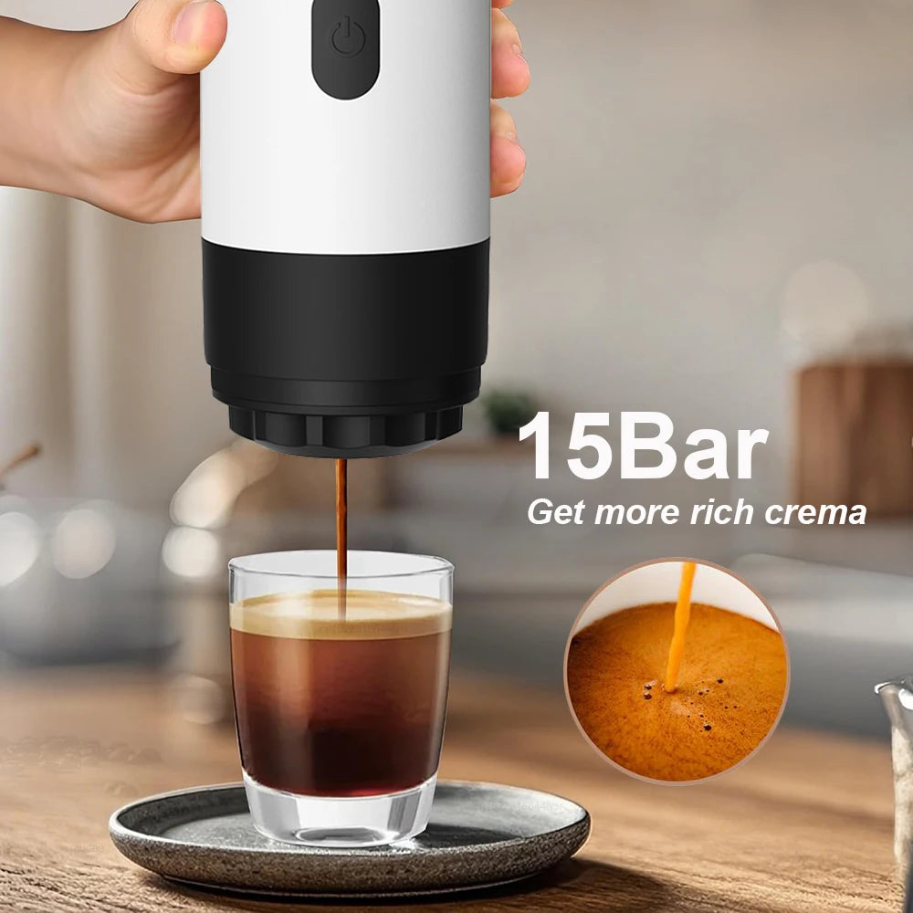 Portable Electric Espresso Coffee Machine for Car Home Camping Wireless Coffee Capsules Maker Mini Portable Travel Coffee Maker