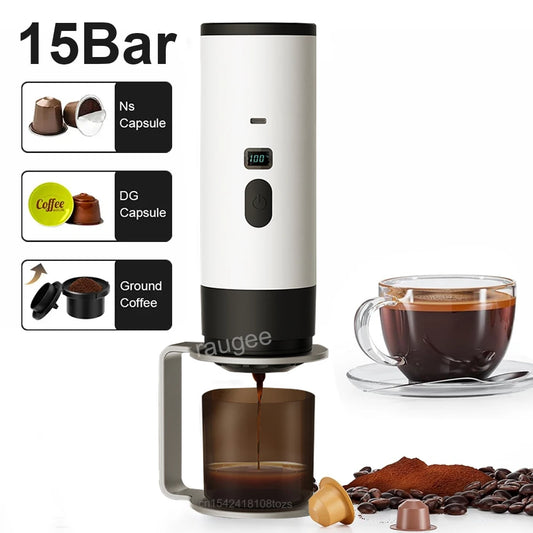 Portable Electric Espresso Coffee Machine for Car Home Camping Wireless Coffee Capsules Maker Mini Portable Travel Coffee Maker