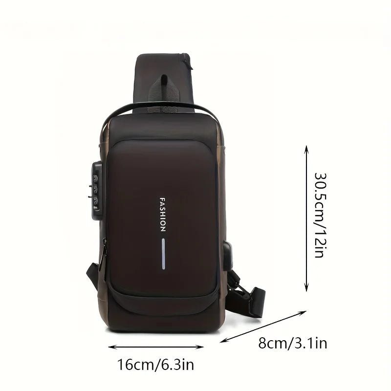 Men's anti-theft chest bag, fashionable motorcycle and casual sports sloping backpack, durable Oxford fabric