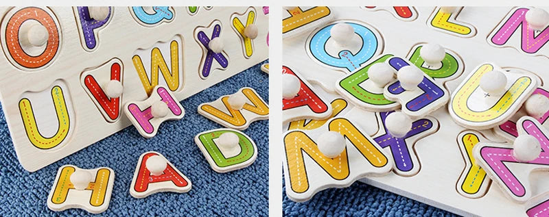 30cm Baby Toys Montessori Wooden Puzzle Hand Grab Board Educational Wood Puzzles for Kids Cartoon Animal Vehicle Child Gift