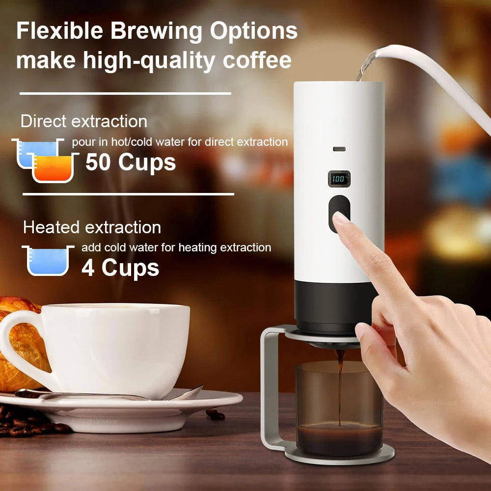 Portable Electric Espresso Coffee Machine for Car Home Camping Wireless Coffee Capsules Maker Mini Portable Travel Coffee Maker